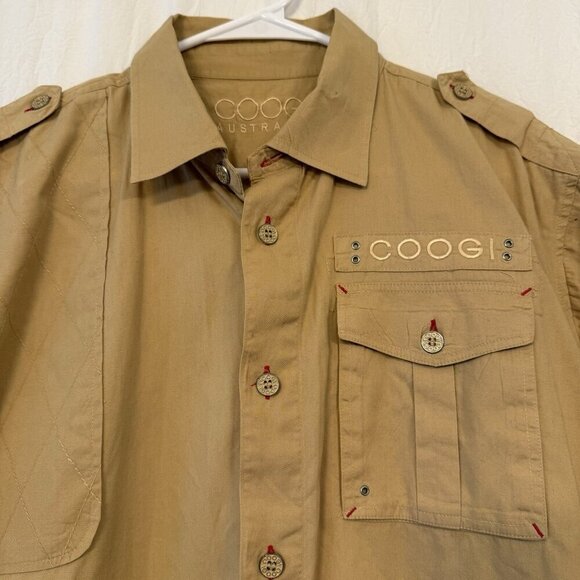 Coogi Australia XL Khaki Button-up Safari Camp Shirt Steven Irwin Zookeeper - Picture 2 of 16